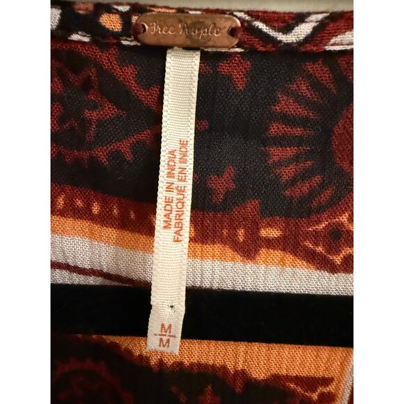 Free People Rosalie Wrap V Neck Top Mixed Media Boho Peasant Flowy M - Picture 3 of 8